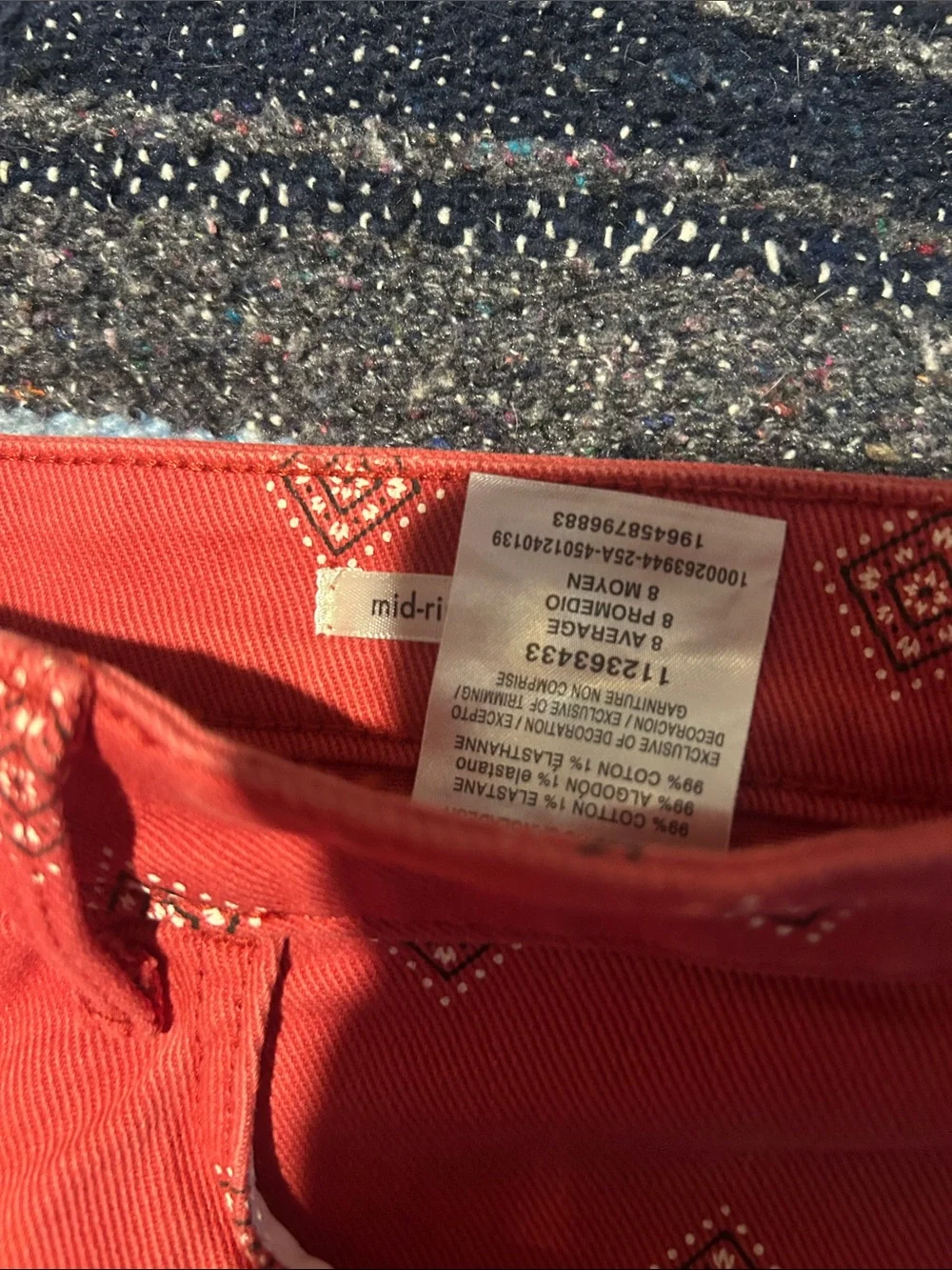 Wrangler Red Printed Cutoff Denim Shorts - Picture 3 of 4